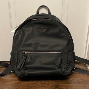 Kate Spade silky nylon backpack with silver-tone hardware